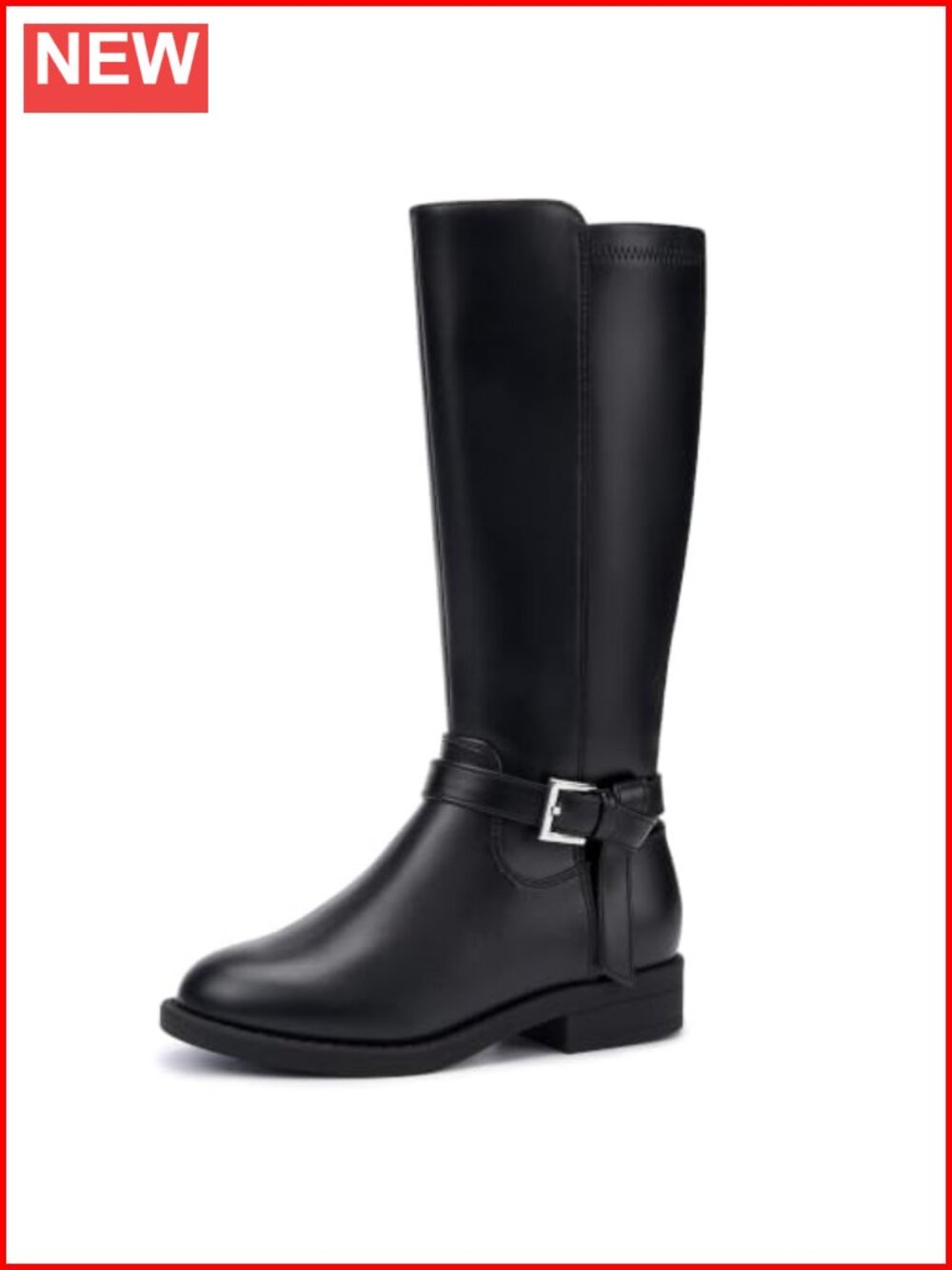Girls Knee High Riding Boots Faux Leather Side Zip Tall Boots